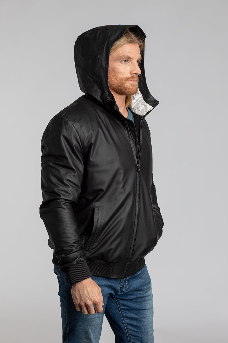 Men's Lamb Leather Hooded Jacket